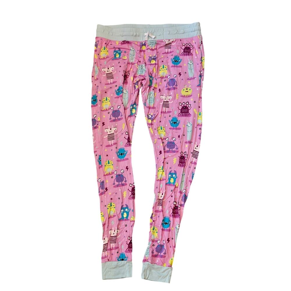 Little sleepies pink monster mayhem womens small jogger pajama pants
